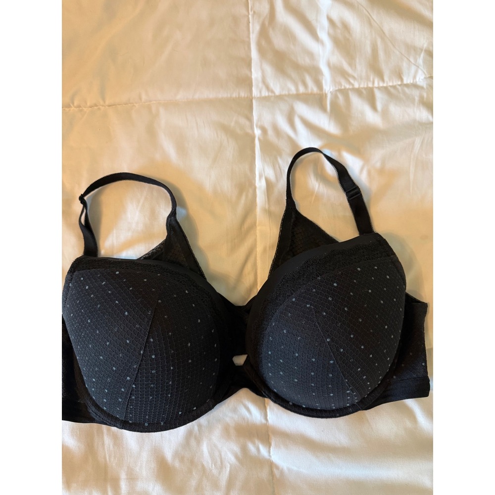 torrid Black Padded Support Bra with Subtle Dot Texture